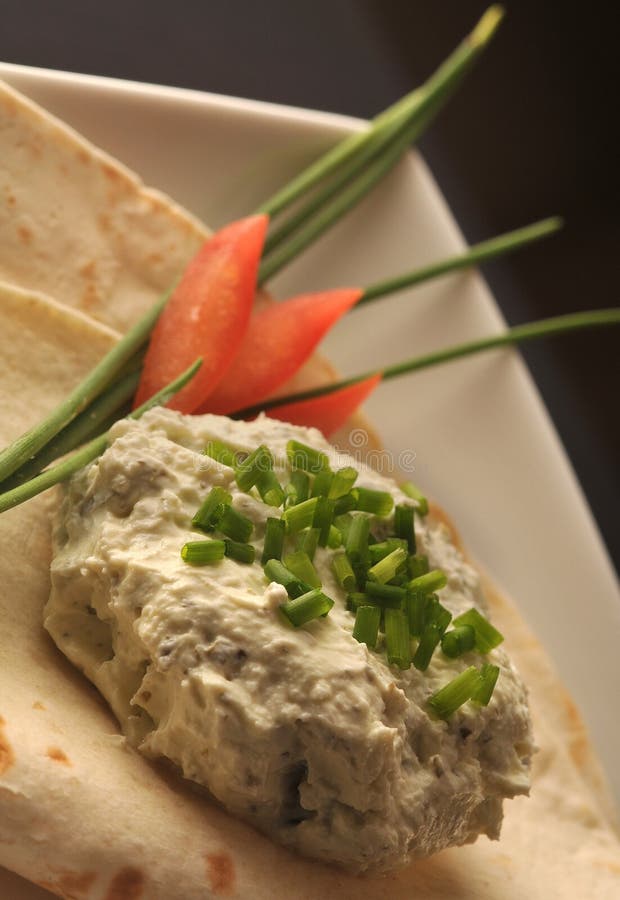 Cottage cheese with chives stock photo. Image of chives 28099774