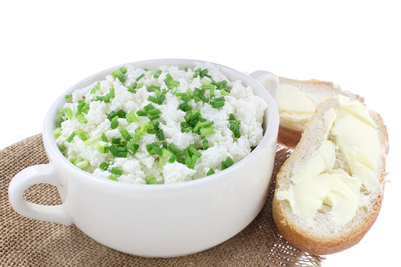 Cottage cheese with chives stock image. Image of cottage 30949995