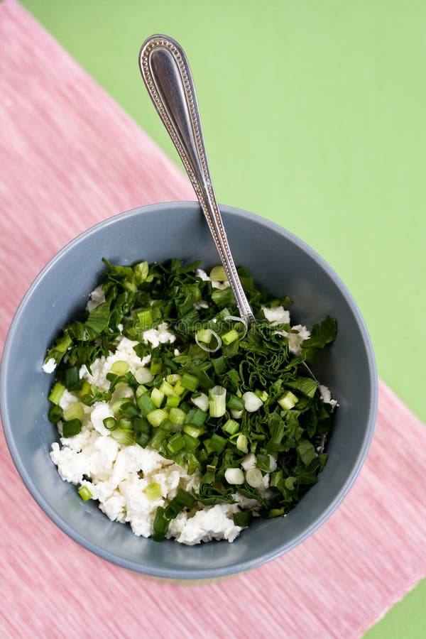 Cottage cheese and fresh herbs