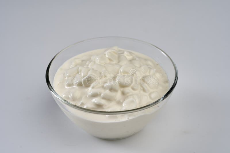 Cottage Cheese in a Glass Bowl Stock Photo Image of product