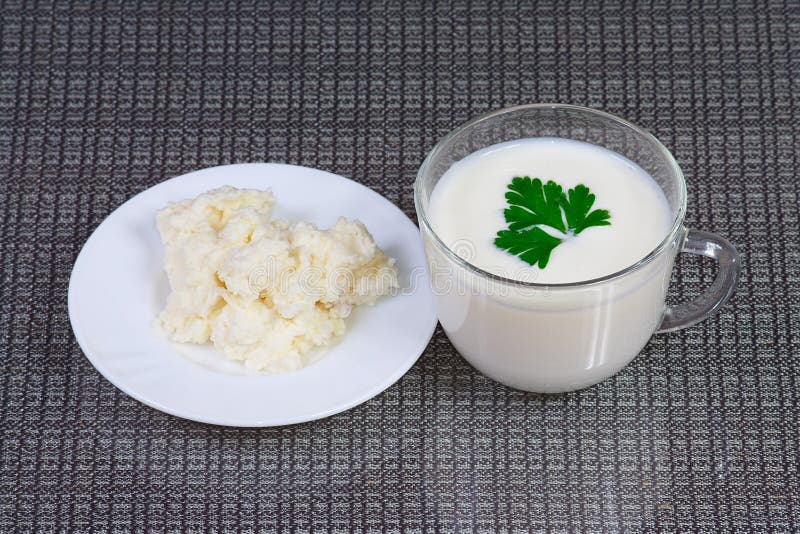 The Cottage Cheese, Kefir and Greens Stock Image Image of ration