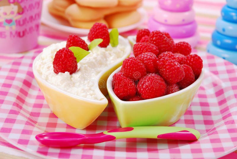 Cottage Cheese with Raspberry Stock Photo Image of berry, fruit 12109594