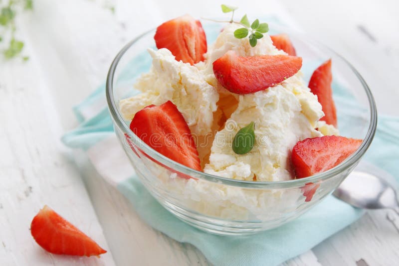 Cottage Cheese with Strawberries Stock Photo Image of curd, nature