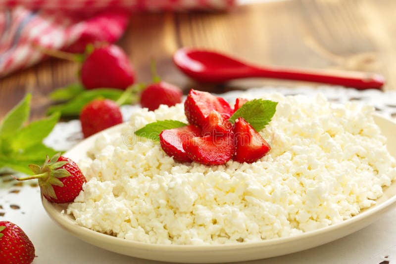 Cottage Cheese with Strawberries Stock Photo Image of product, health