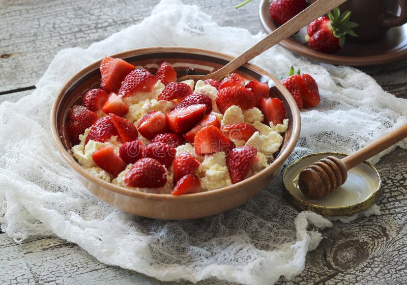 Cottage Cheese with Strawberries Stock Photo Image of dairy, dish