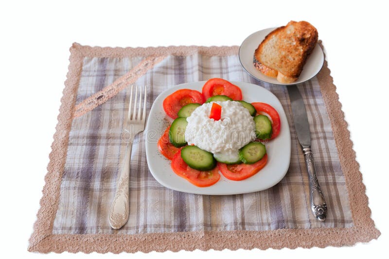 Cottage Cheese with Tomato and Toast Stock Photo Image of tomato