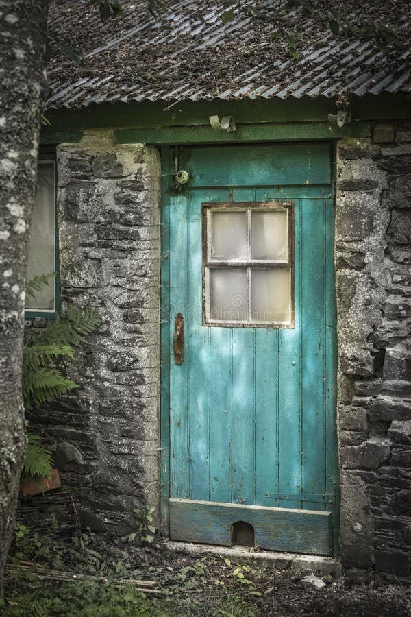 Cottage Door at the Haining in Selkirk, Scotland. Stock Image Image