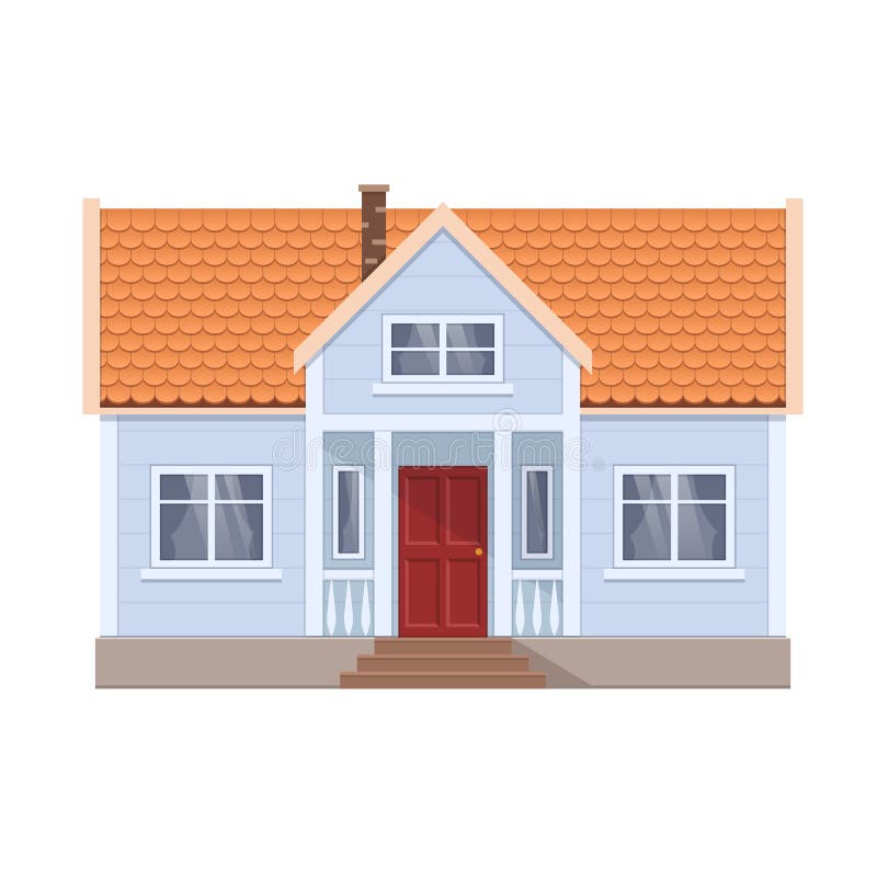 Cottage moderne, vue de face, maison de campagne privée, maison urbaine, bâtiment résidentiel illustration libre de droits Cottage moderne, vue de face, maison de campagne privée, maison urbaine, bâtiment résidentiel illustration libre de droits