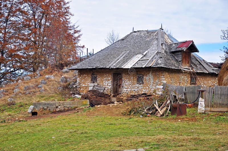 Old rural wooden cottage in mountain. Mountain milk stock images, royalty-free photos and pictures