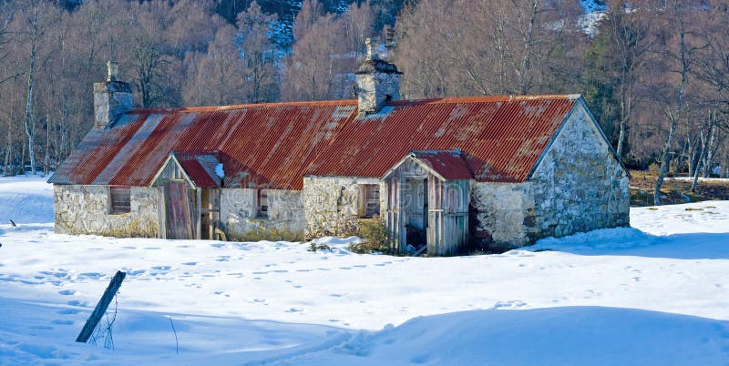 Cottages in the snow.