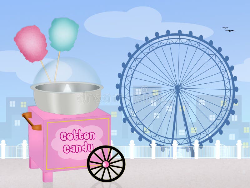 Cotton Candy in the Amusement Park Stock Illustration Illustration of