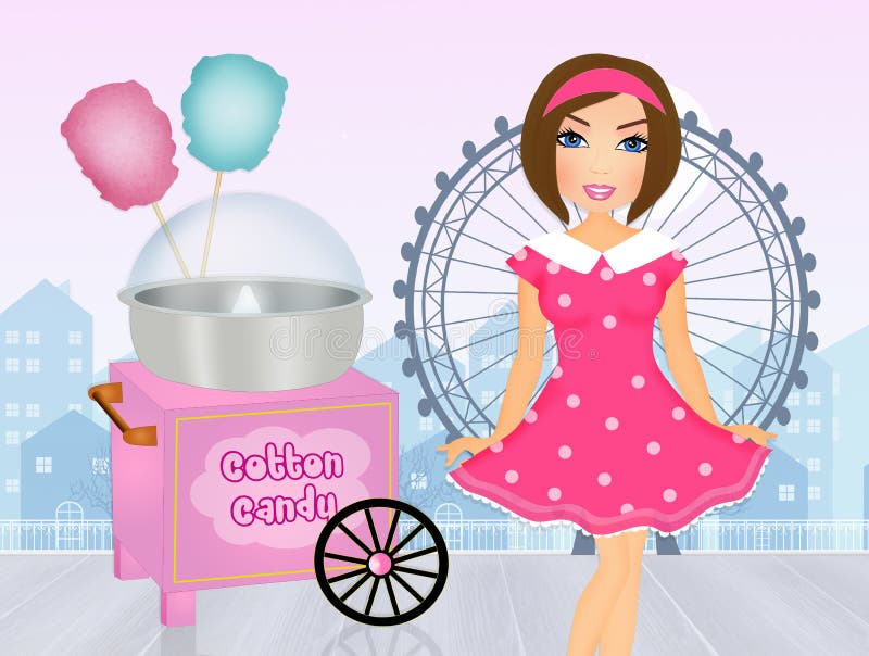 Cotton Candy in Amusement Park Stock Illustration Illustration of