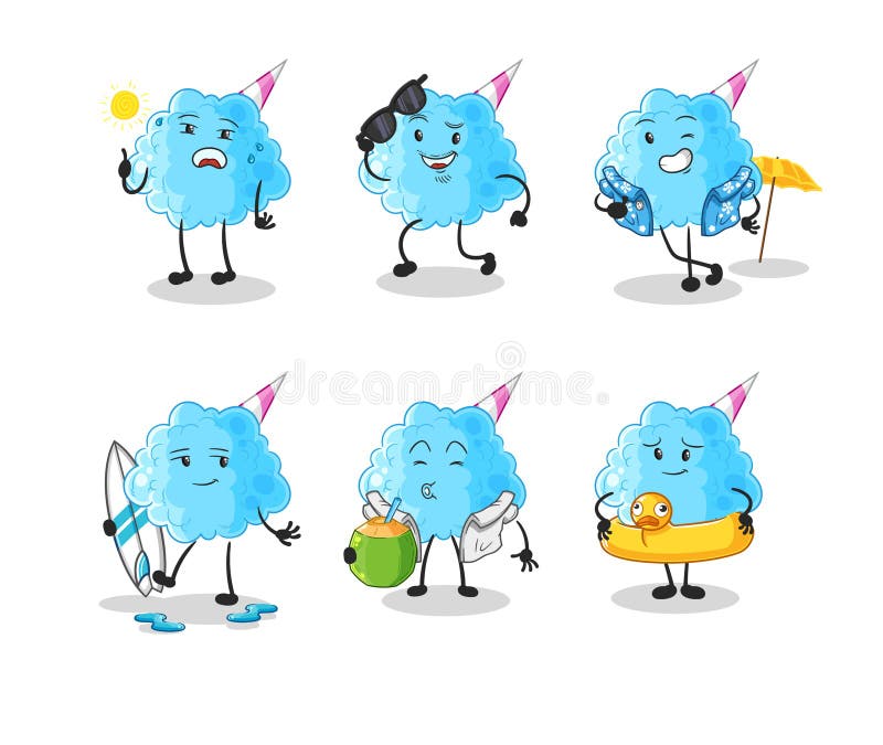 Cotton Candy Holiday Character. Cartoon Mascot Vector Stock Vector