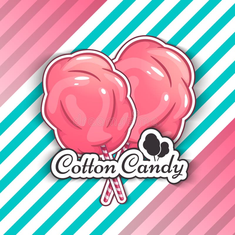 Cotton Candy Logo Emblem for Your Products, Vector Illustration of Handmade. Symbol of a cloud of sugar