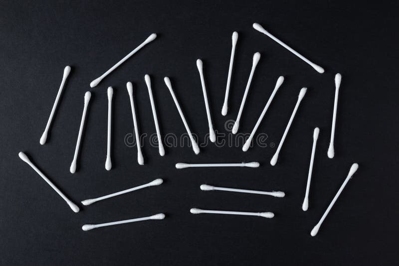 Cotton Ear Sticks on a Black Stock Photo Image of bathroom, earwax