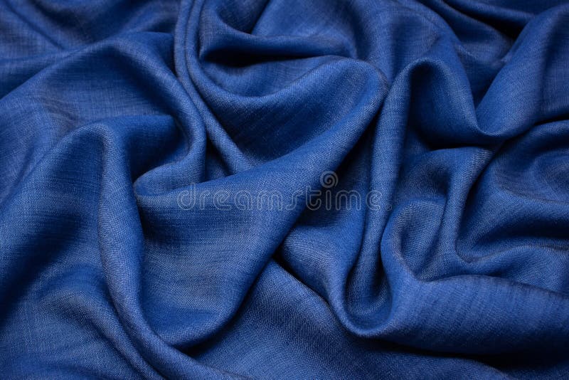 Cotton Fabric. Jeans Darkblue Colour. Texture, Background, Pattern