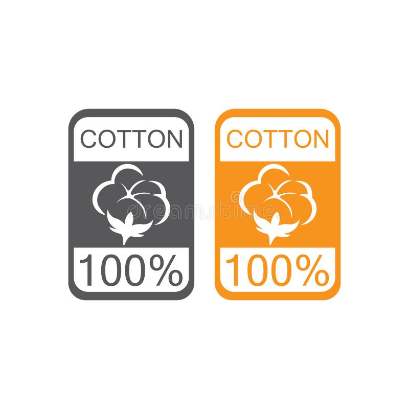 100 Cotton Icon.Natural Organic Cotton, Pure Cotton Vector Labels Stock ...