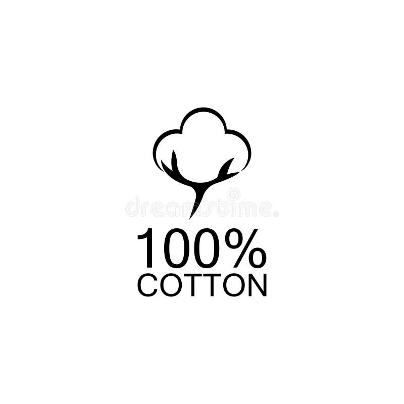100 Cotton Icon.Natural Organic Cotton, Pure Cotton Vector Labels
