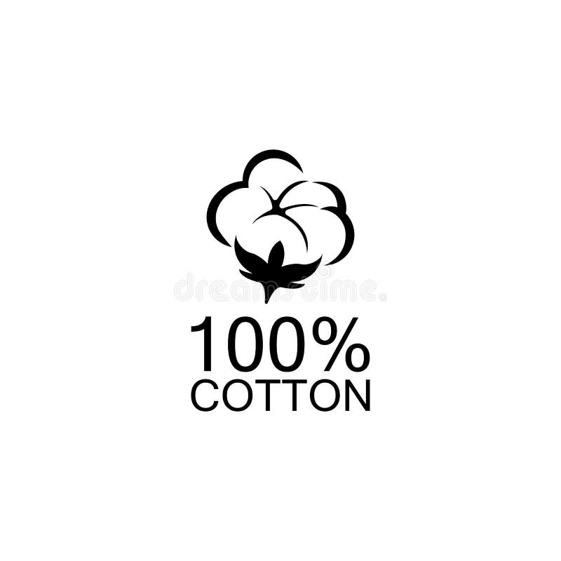 100 Cotton Icon.Natural Organic Cotton, Pure Cotton Vector Labels Stock