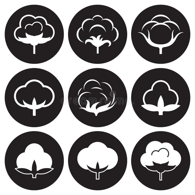 Cotton Icons Set stock vector. Illustration of material - 32554625