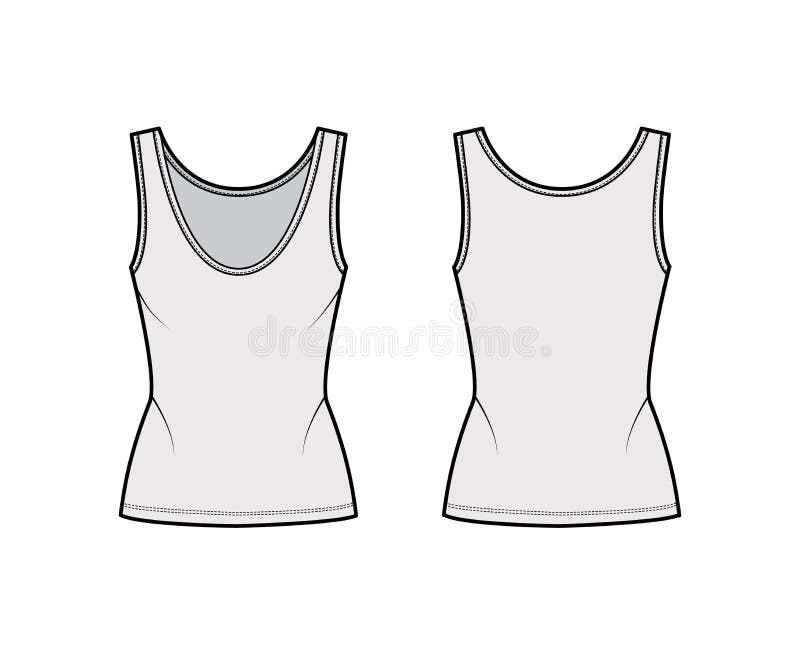 Cotton-jersey Tank Technical Fashion Illustration with Fitted Body ...