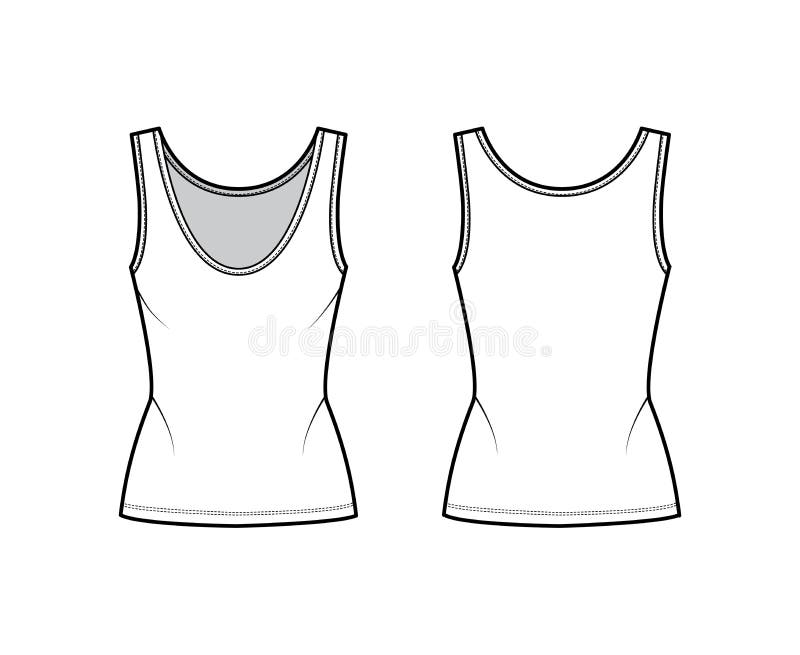 Cotton-jersey Tank Technical Fashion Illustration with Fitted Body ...