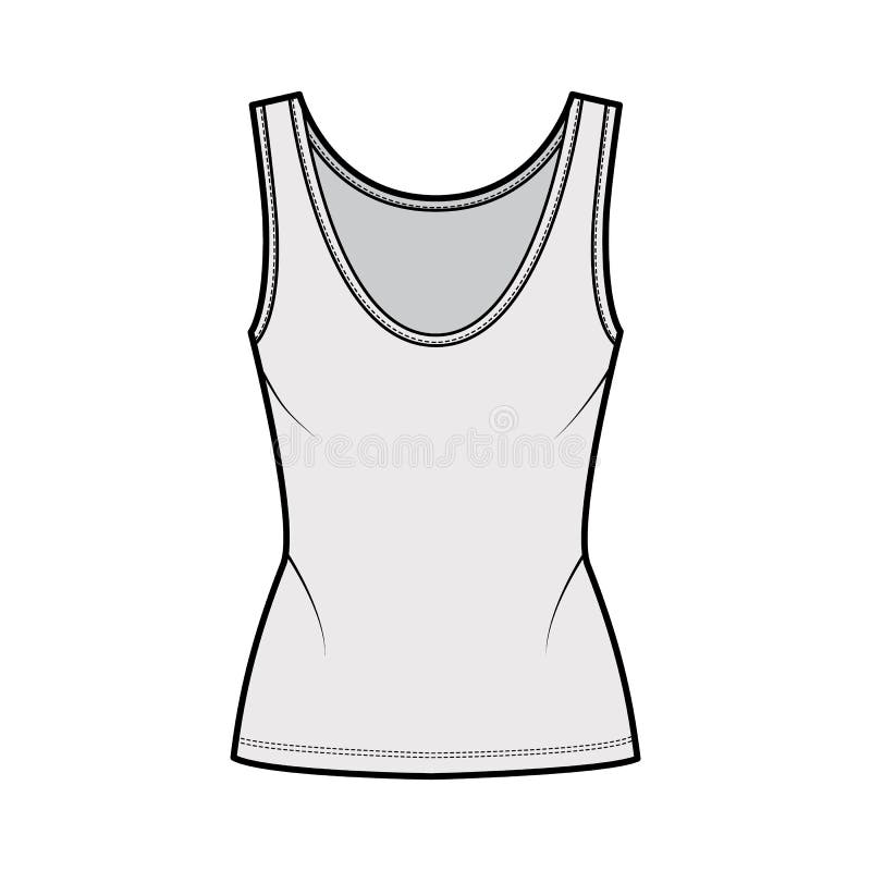 Cotton-jersey Tank Technical Fashion Illustration with Fitted Body ...