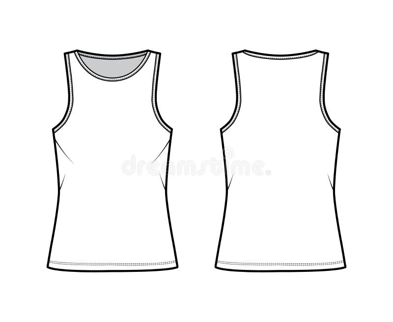 Cotton-jersey Tank Technical Fashion Illustration with Relaxed Fit ...