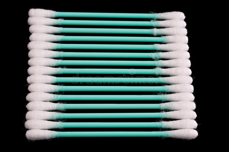 Cotton Swabs Closeup on a Black Background Stock Image Image of
