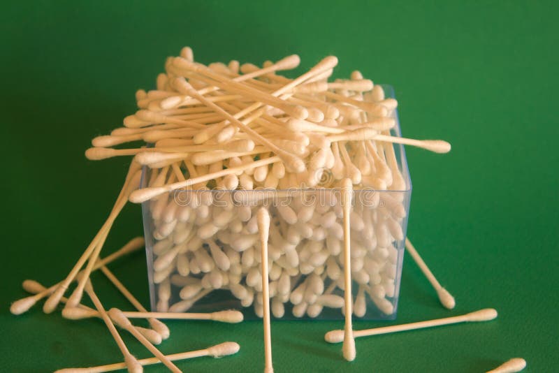 Cotton Swabs Ears Cleaner into the Special Tray Stock Photo Image of