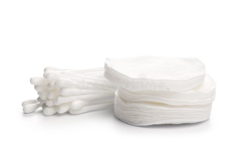 Cotton Swabs and Sticks Isolated on White Background Stock Photo