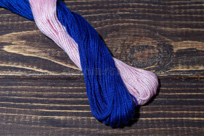 Cotton Threads for Sewing. Multicolored Palette, Handmade Process Stock