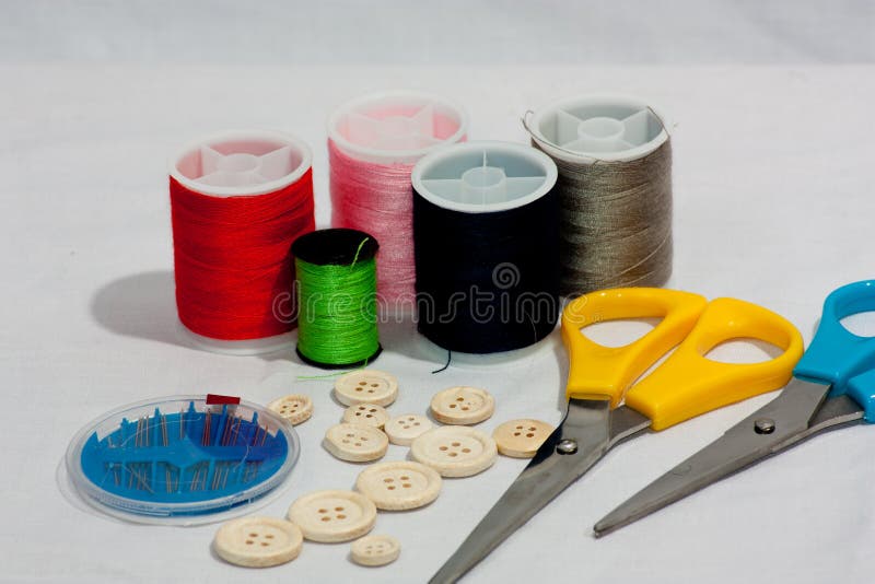 Cottons and things stock image. Image of closeup, sewing - 40813357