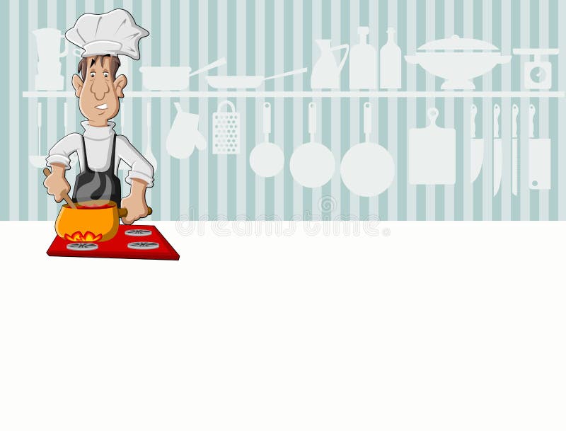 Cottura dell'uomo del cuoco unico royalty illustrazione gratis Cottura dell'uomo del cuoco unico royalty illustrazione gratis