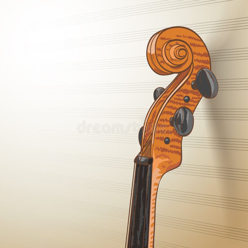 Cou de violon sur le fond musical illustration stock Cou de violon sur le fond musical illustration stock