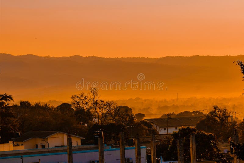 Coucher Du Soleil Africain Ville De Moshi Tanzanie Photo