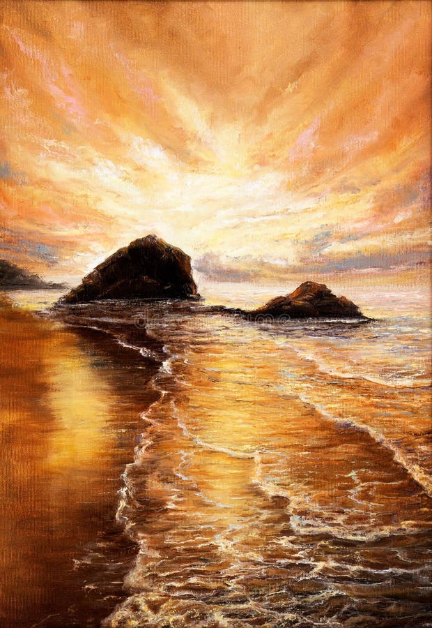 Coucher du soleil au-dessus de plage illustration de vecteur Coucher du soleil au-dessus de plage illustration de vecteur