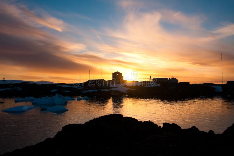Coucher Du Soleil Dété En Antarctique Photo Stock Image