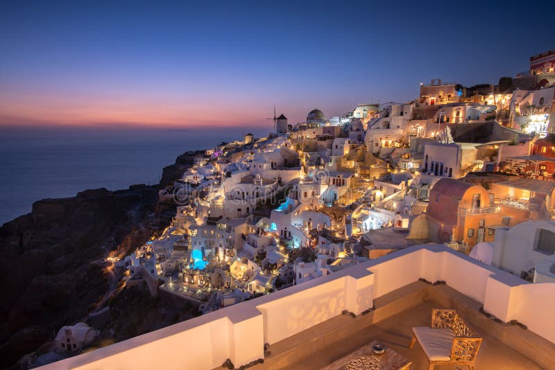 Coucher Du Soleil Doia Dans Santorini Islande Grèce Dans L