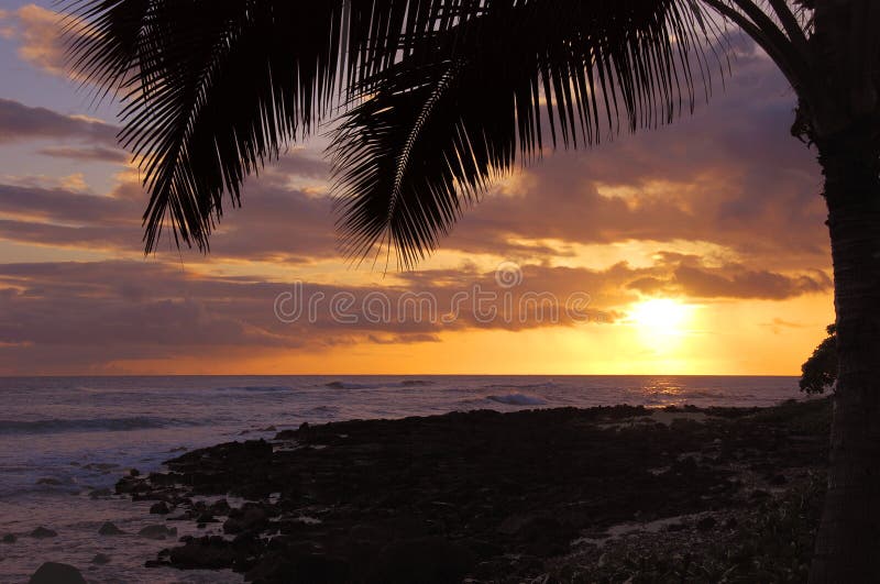 Coucher du soleil de Kauai images stock Coucher du soleil de Kauai images stock