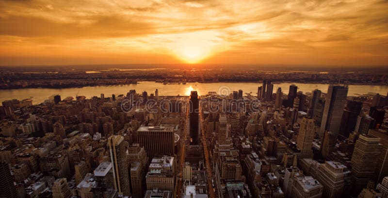 Vivid sunset over New York taken from the Empire State Building. Vivid sunset over New York taken from the Empire State Building