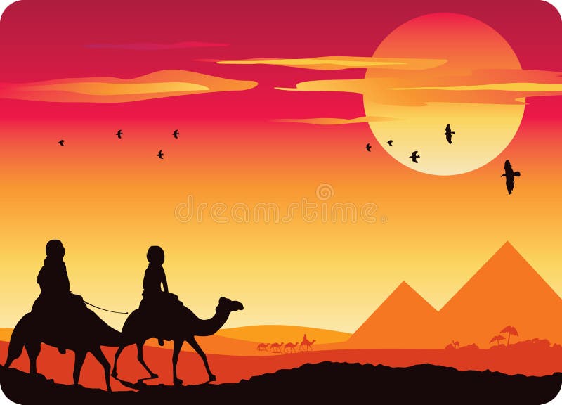 Camel trip in front of the pyramid landscape. Camel trip in front of the pyramid landscape