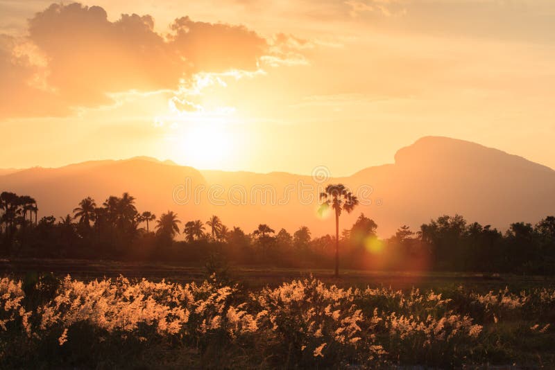Coucher du soleil derrière les montagnes photographie stock Coucher du soleil derrière les montagnes photographie stock