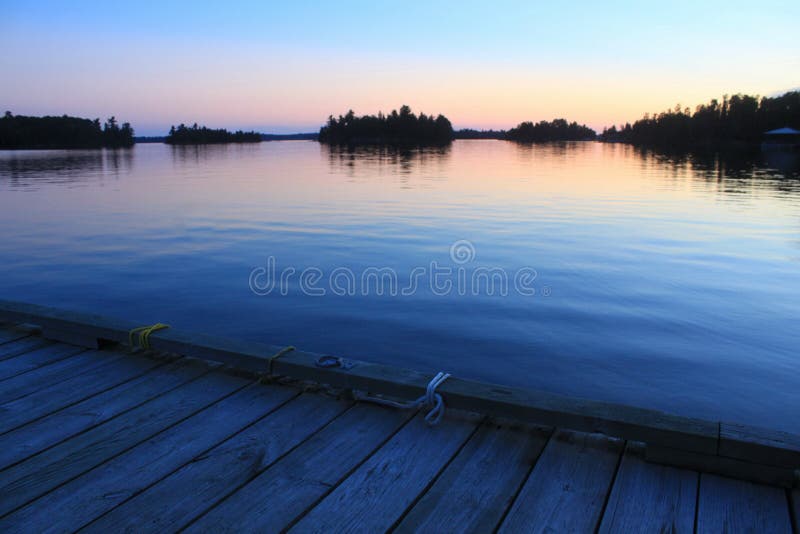 Coucher Du Soleil Du Dock De Bateau Lac Des Bois Kenora