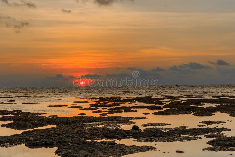 Coucher de soleil, Kamala Beah, Phuket, Thaïlande photo stock