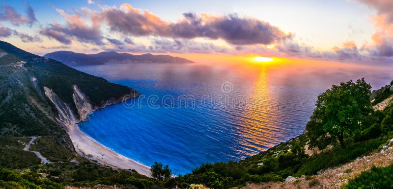 Beautiful Myrtos beach over sunset,kefalonia island,Greece. Beautiful Myrtos beach over sunset,kefalonia island,Greece.