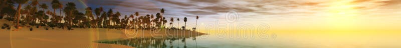 Coucher du soleil panoramique de mer de paysage photographie stock libre de droits Coucher du soleil panoramique de mer de paysage photographie stock libre de droits