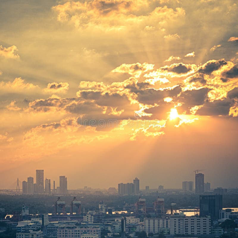 Picturesque sunset in megalopolis Bangkok, Thailand, Asia. Picturesque sunset in megalopolis Bangkok, Thailand, Asia