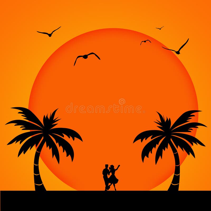 Coucher du soleil romantique illustration de vecteur Coucher du soleil romantique illustration de vecteur