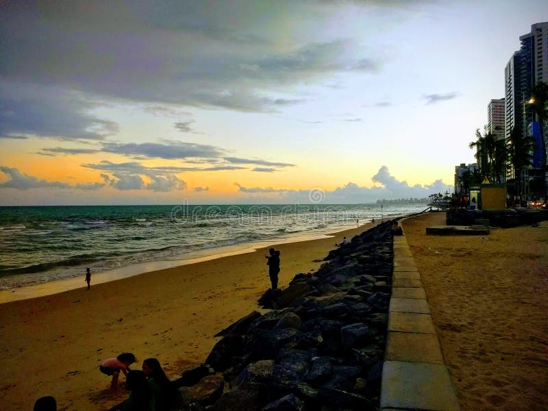 Coucher du soleil sur la plage de Viagem de boa images stock Coucher du soleil sur la plage de Viagem de boa images stock